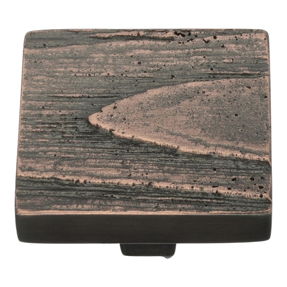 C3664 38-AC • 38 x 38 x 26mm • Aged Copper • Heritage Brass Square Pine Cabinet Knob